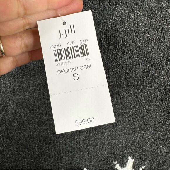 NEW J. Jill Sweater Womens Small Gray Winter Snowflake Cotton Blend Pullover - Picture 4 of 8